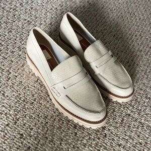 Cream Lug-Sole Penny LEATHER Loafers for Women